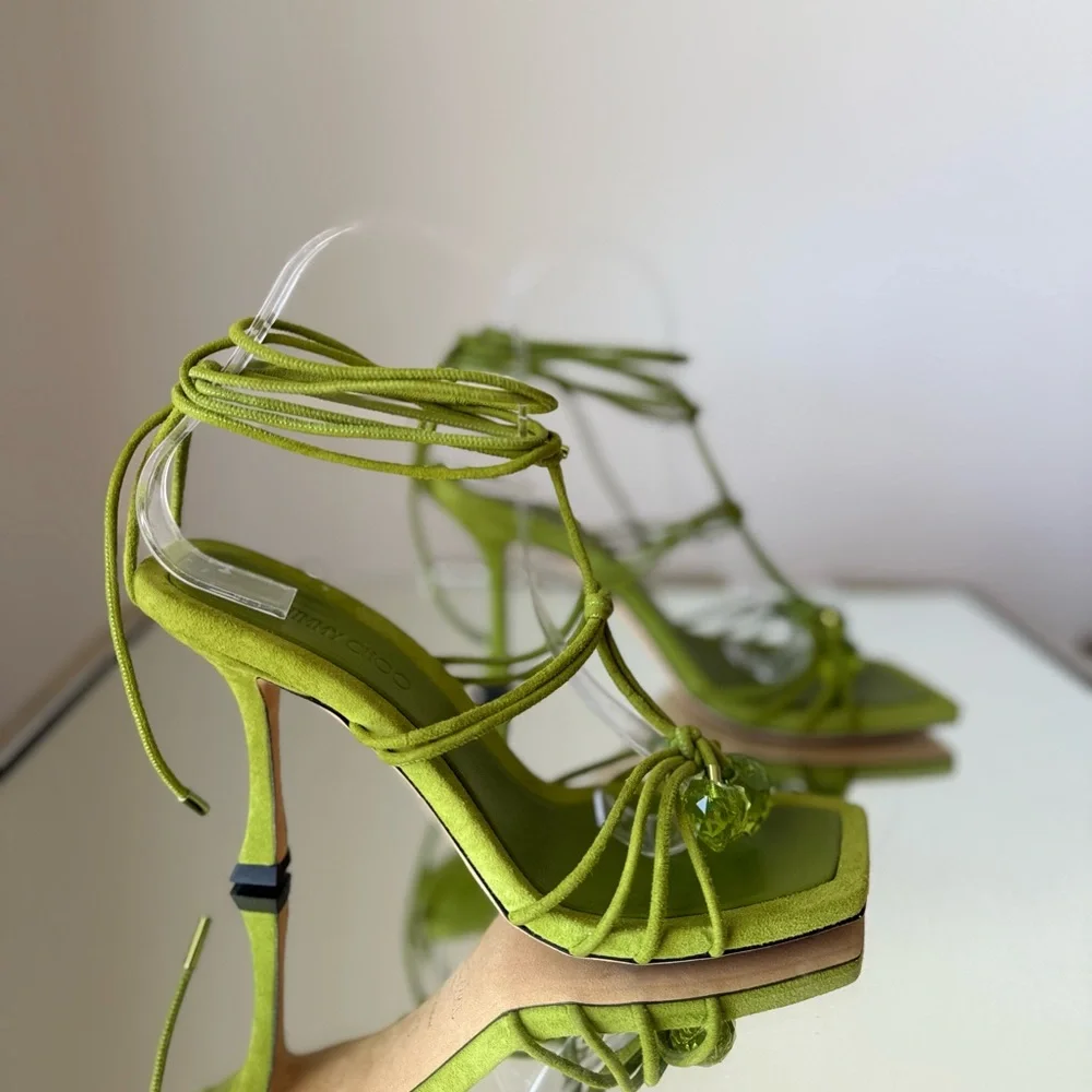 New JIMMY CHOO Jemma 90 embellished suede sandals $1,125 37.5 - Picture 8 of 14